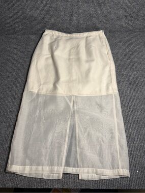 a new day Cream Sheer-Panel Midi Skirt NWT size 4